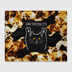 Плед флисовый Architects рок кот и огонь, цвет: 3D-велсофт