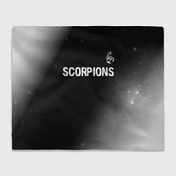 Плед флисовый Scorpions glitch на темном фоне: символ сверху, цвет: 3D-велсофт
