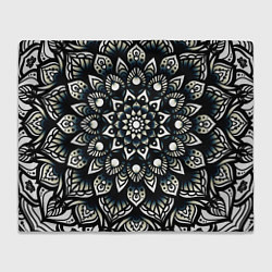 Плед флисовый Мандала чёрно-белая, цвет: 3D-велсофт