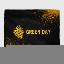 Плед флисовый Green Day - gold gradient: надпись и символ, цвет: 3D-велсофт