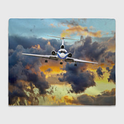 Плед флисовый Ту-154 Суровый закат, цвет: 3D-велсофт