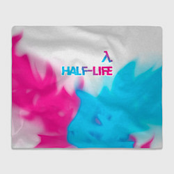 Плед флисовый Half-Life neon gradient style: символ сверху, цвет: 3D-велсофт