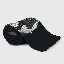 Плед флисовый Черно-белый дракон и волны, цвет: 3D-велсофт — фото 2
