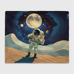 Плед флисовый Космонавт в ледяной пустыне, цвет: 3D-велсофт