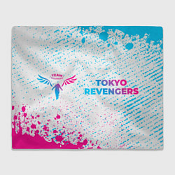 Плед флисовый Tokyo Revengers neon gradient style: надпись и сим, цвет: 3D-велсофт