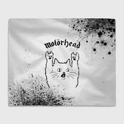 Плед флисовый Motorhead рок кот на светлом фоне, цвет: 3D-велсофт