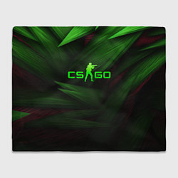 Плед флисовый CS GO green logo, цвет: 3D-велсофт