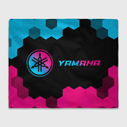 Плед флисовый Yamaha - neon gradient: надпись и символ, цвет: 3D-велсофт