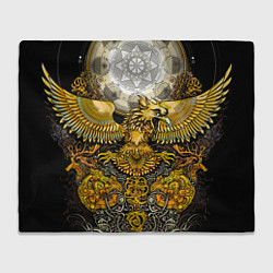 Плед флисовый Золотой орёл - славянский орнамент, цвет: 3D-велсофт