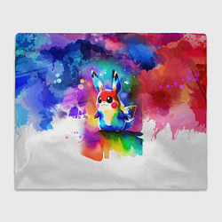 Плед флисовый Акварельный пикачу - живопись, цвет: 3D-велсофт