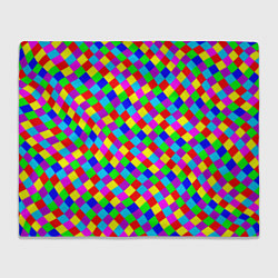Плед флисовый Разноцветные искривленные маленькие квадраты, цвет: 3D-велсофт