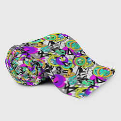 Плед флисовый Разноцветный узор с буквами и абстрактными фигурам, цвет: 3D-велсофт — фото 2