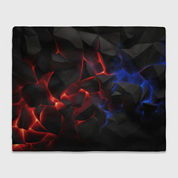 Плед флисовый Плиты черные красные синие, цвет: 3D-велсофт