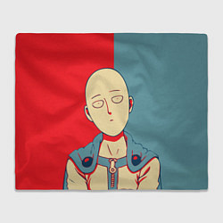 Плед флисовый Saitama hero face, цвет: 3D-велсофт