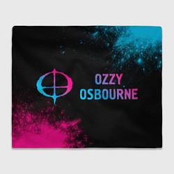 Плед флисовый Ozzy Osbourne - neon gradient: надпись и символ, цвет: 3D-велсофт