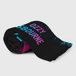 Плед флисовый Ozzy Osbourne - neon gradient: надпись и символ, цвет: 3D-велсофт — фото 2