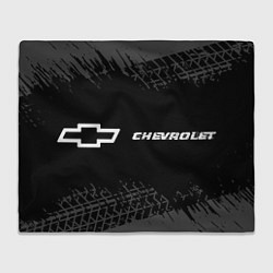 Плед флисовый Chevrolet speed на темном фоне со следами шин: над, цвет: 3D-велсофт