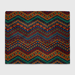 Плед флисовый Этнический орнамент зигзаги, цвет: 3D-велсофт