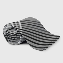 Плед флисовый Косые черно-белые полосы на сером, цвет: 3D-велсофт — фото 2