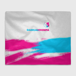 Плед флисовый Danganronpa neon gradient style: символ сверху, цвет: 3D-велсофт