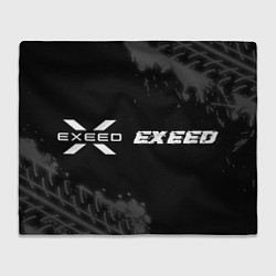 Плед флисовый Exeed speed на темном фоне со следами шин: надпись, цвет: 3D-велсофт