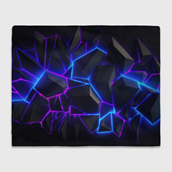 Плед флисовый Неоновые фиолетовые и синие плиты, цвет: 3D-велсофт