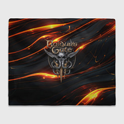 Плед флисовый Baldurs Gate 3 logo gold, цвет: 3D-велсофт