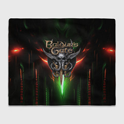 Плед флисовый Baldurs Gate 3 logo green red light, цвет: 3D-велсофт