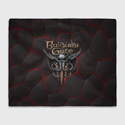 Плед флисовый Baldurs Gate 3 logo red black geometry, цвет: 3D-велсофт