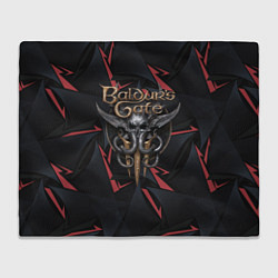 Плед флисовый Baldurs Gate 3 logo dark red, цвет: 3D-велсофт