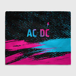 Плед флисовый AC DC - neon gradient: символ сверху, цвет: 3D-велсофт