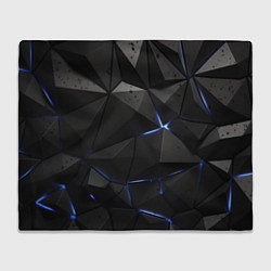 Плед флисовый Черные плиты с синим свечением, цвет: 3D-велсофт
