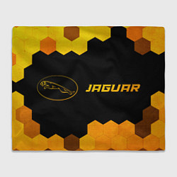 Плед флисовый Jaguar - gold gradient: надпись и символ, цвет: 3D-велсофт