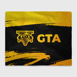 Плед флисовый GTA - gold gradient: надпись и символ, цвет: 3D-велсофт