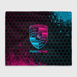 Плед флисовый Porsche - neon gradient, цвет: 3D-велсофт