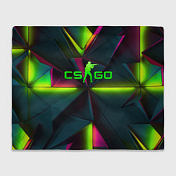 Плед флисовый CS GO green neon, цвет: 3D-велсофт