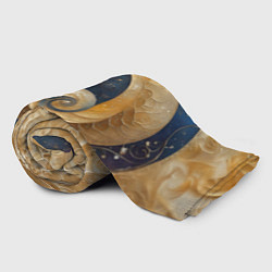 Плед флисовый Синий золотой декоративный орнамент, цвет: 3D-велсофт — фото 2