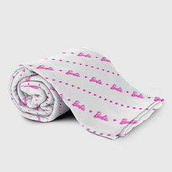 Плед флисовый Барби паттерн - логотип и сердечки, цвет: 3D-велсофт — фото 2