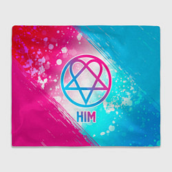 Плед флисовый HIM neon gradient style, цвет: 3D-велсофт