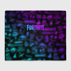 Плед флисовый Неоновые логотипы Fortnite, цвет: 3D-велсофт