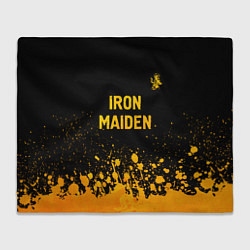 Плед флисовый Iron Maiden - gold gradient: символ сверху, цвет: 3D-велсофт