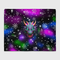 Плед флисовый Неновый дракон, цвет: 3D-велсофт