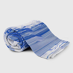 Плед флисовый Синие линии на белом фоне киберпанк, цвет: 3D-велсофт — фото 2