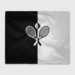 Плед флисовый Теннис - чёрно белое, цвет: 3D-велсофт