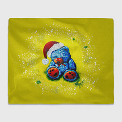 Плед флисовый Плюшевый синий Санта, цвет: 3D-велсофт