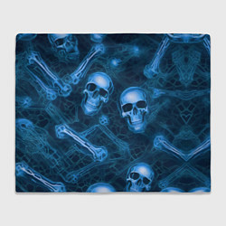 Плед флисовый Синие черепа и кости, цвет: 3D-велсофт