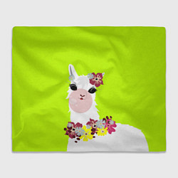 Плед флисовый Лама - альпака в венке, цвет: 3D-велсофт