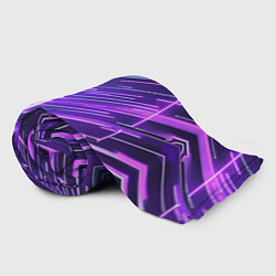Плед флисовый Фиолетовые неон полосы киберпанк, цвет: 3D-велсофт — фото 2