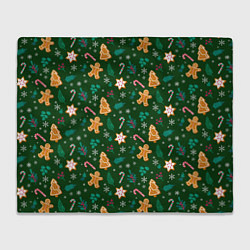 Плед флисовый New year pattern with green background, цвет: 3D-велсофт