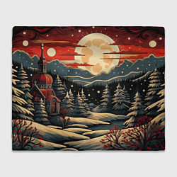 Плед флисовый Зимнее настроение новогодний рисунок, цвет: 3D-велсофт